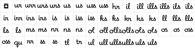 Apricot - Ligatures Two Regular Character Map