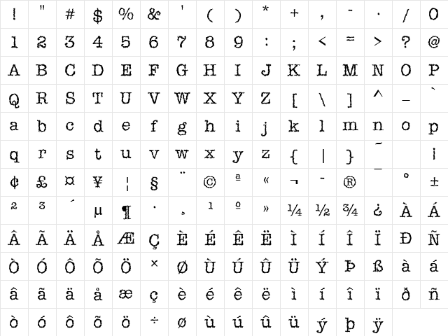 IceAgeD Regular Character Map IceAgeD Regular Character Map