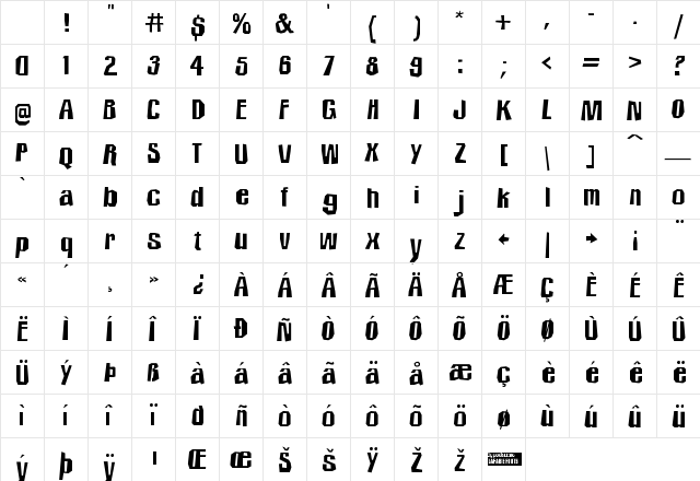 Icicle Country 2 Regular Character Map Icicle Country 2 Regular Character Map