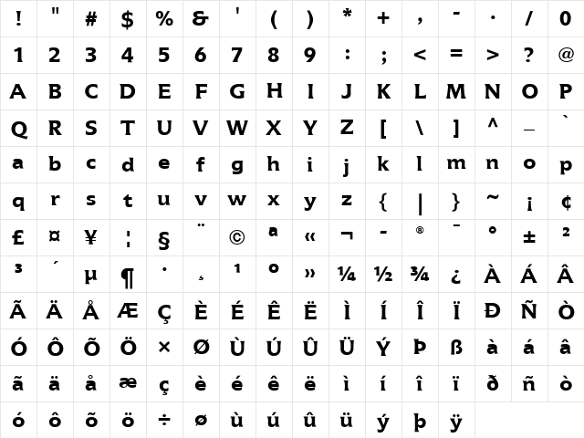 Icone LT Regular Bold Character Map