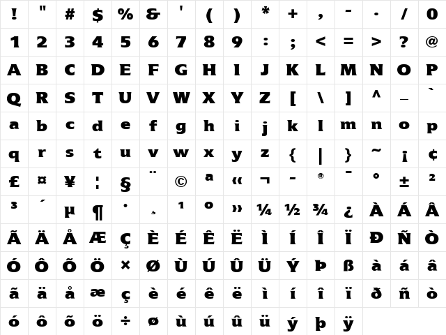 Icone LT ExtraBlack Regular Character Map