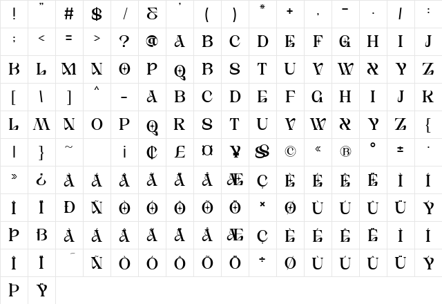 Aqila - Demo Version Regular Character Map