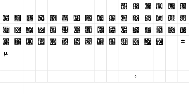 IlluminatiOneDisplayCapsSSK Regular Character Map