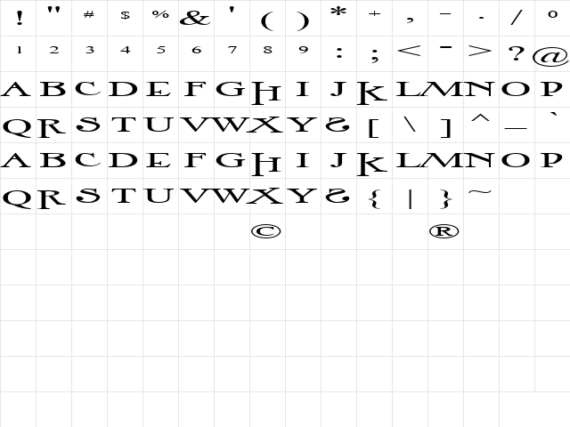 Image Times Regular Character Map