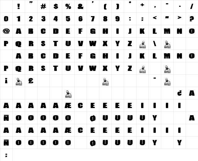 Impact Club Regular Character Map Impact Club Regular Character Map