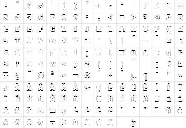 Aquarius Outline Regular Character Map