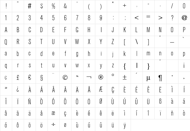 A750-Sans-Cd-Light Regular Character Map