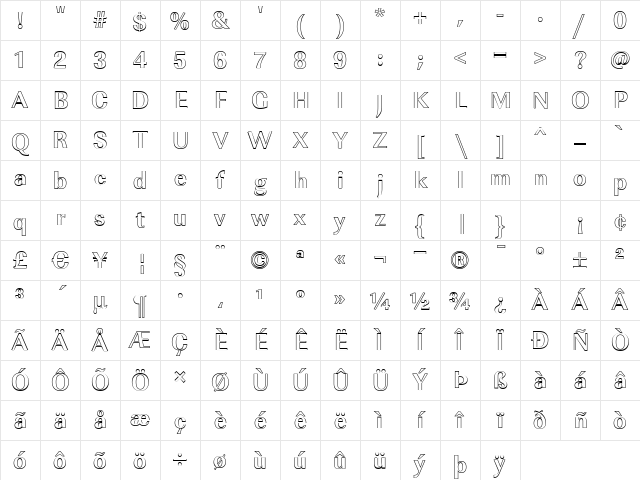 ImperialOu Bold Character Map