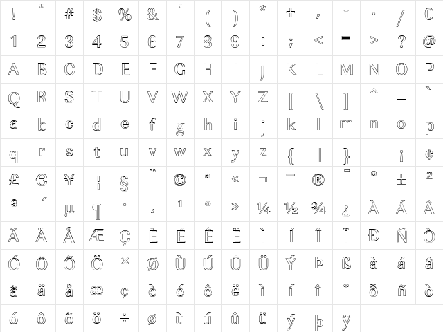 ImperialOu-Medium Regular Character Map