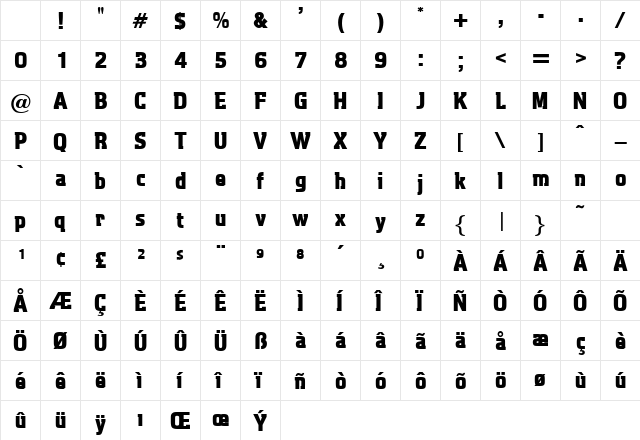AquaticHeavy Regular Character Map AquaticHeavy Regular Character Map