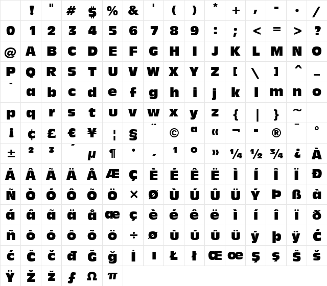 Incised901 Ct BT Compact Character Map Incised901 Ct BT Compact Character Map