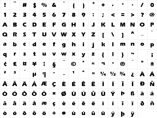 Aquiline Black Bold Character Map Aquiline Black Bold Character Map