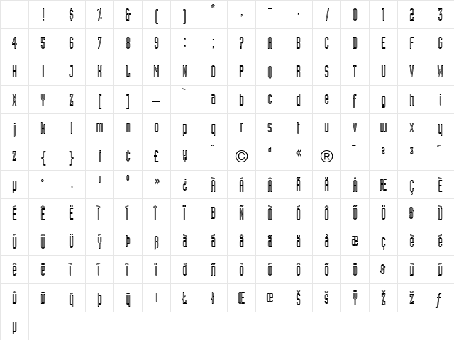 Industria Inline Character Map Industria Inline Character Map