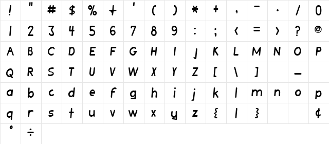 Aquillia Bold Character Map