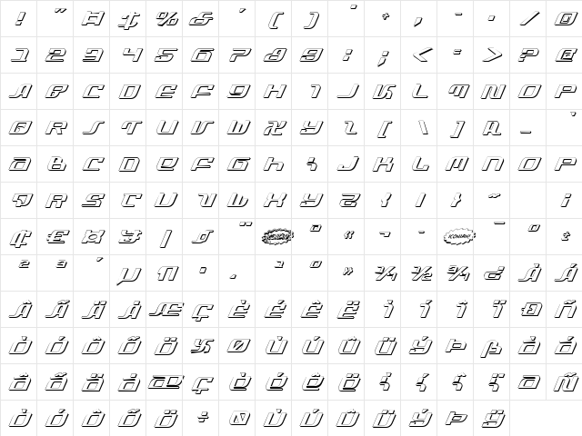 Infinity Formula Shadow Ital Shadow Ital Character Map