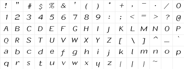 InformalOblique Wd Regular Character Map InformalOblique Wd Regular Character Map