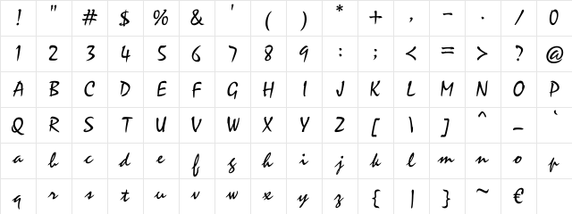 AR Script1 Bold Regular Character Map