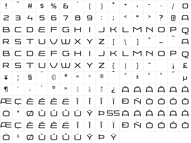 Injekuta Regular Character Map