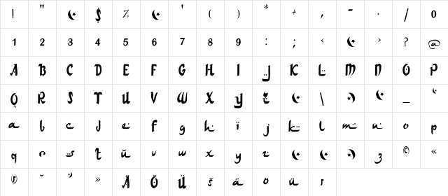 ArabDances Regular Character Map
