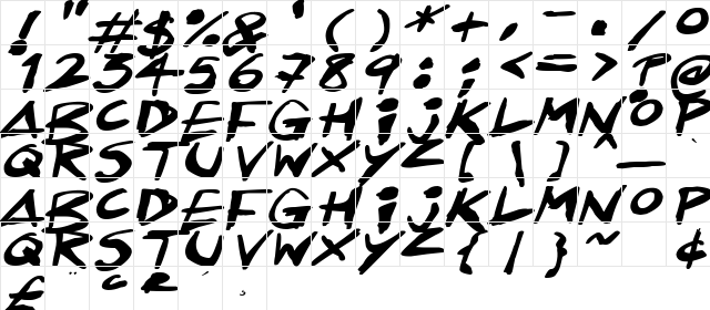 Inkling Italic Character Map