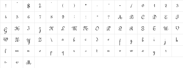 Arabesco Script SSi Regular Character Map