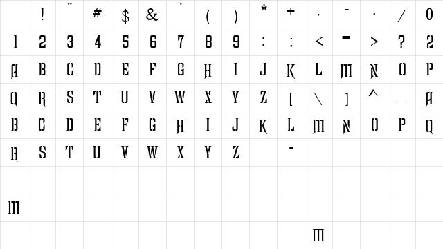 MandataCapsSSK Regular Character Map MandataCapsSSK Regular Character Map