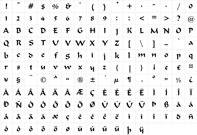 Arabesque Script Regular Character Map Arabesque Script Regular Character Map