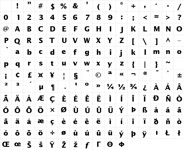Insight Sans SSi Bold Character Map Insight Sans SSi Bold Character Map
