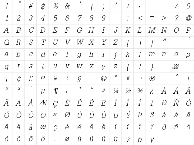 Installation Light SSi Light Italic Character Map Installation Light SSi Light Italic Character Map