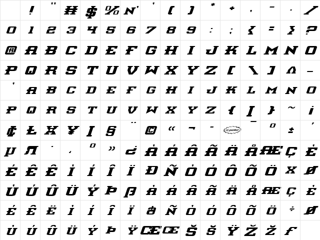 Interceptor Expanded Italic Expanded Italic Character Map Interceptor Expanded Italic Expanded Italic Character Map