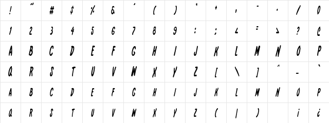 International Super Hero Cond Condensed Character Map