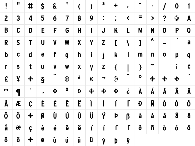 Interstate Regular Character Map