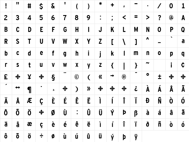 Interstate Cond Mono Bold Character Map Interstate Cond Mono Bold Character Map