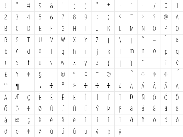 Interstate Regular Character Map