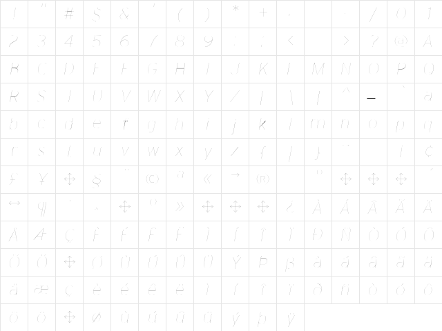 Interstate Regular Character Map