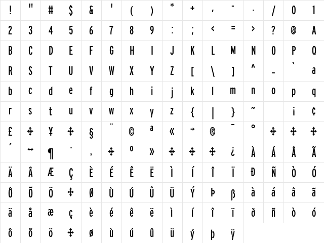 Interstate Regular Character Map