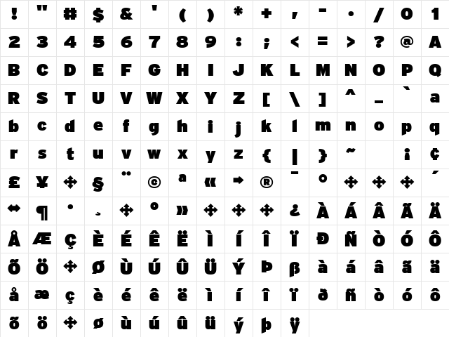 Interstate Regular Character Map