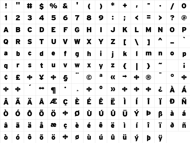 Interstate Regular Character Map