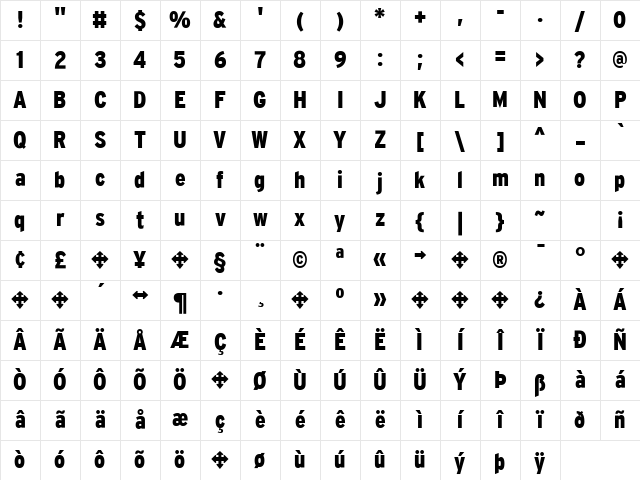 Interstate Regular Character Map
