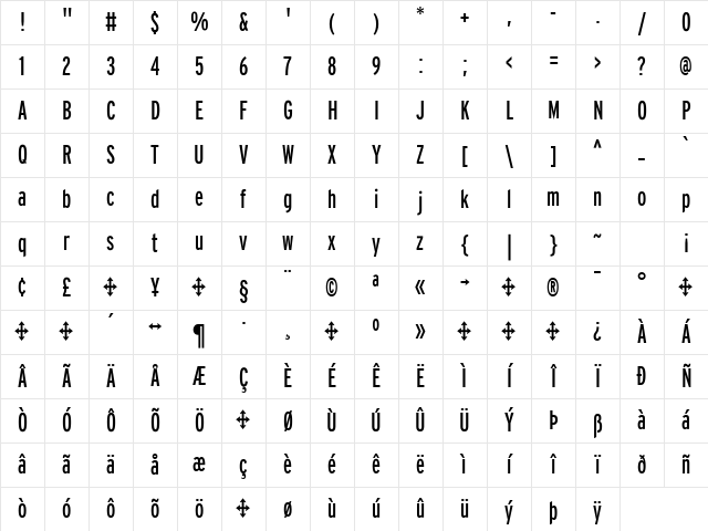 Interstate Regular Character Map