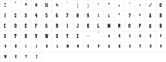 Intramural Small Caps JL Regular Character Map