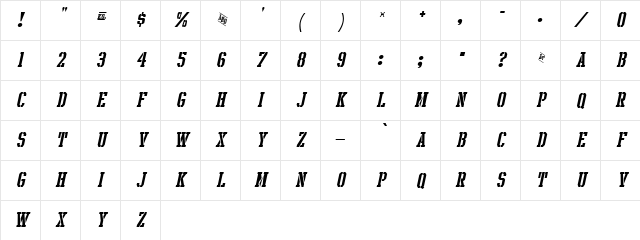 Intramural Stencil Italic JL Regular Character Map Intramural Stencil Italic JL Regular Character Map