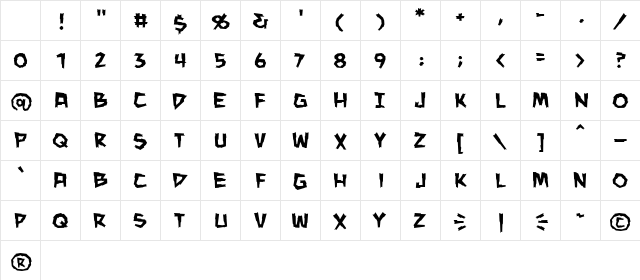 ManEater BB Regular Character Map