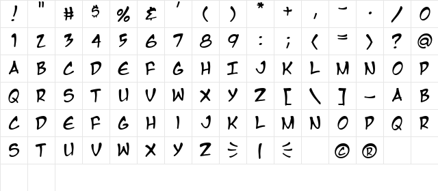 Manga Temple Regular Character Map