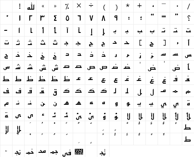 ArabicSans Bold Character Map ArabicSans Bold Character Map