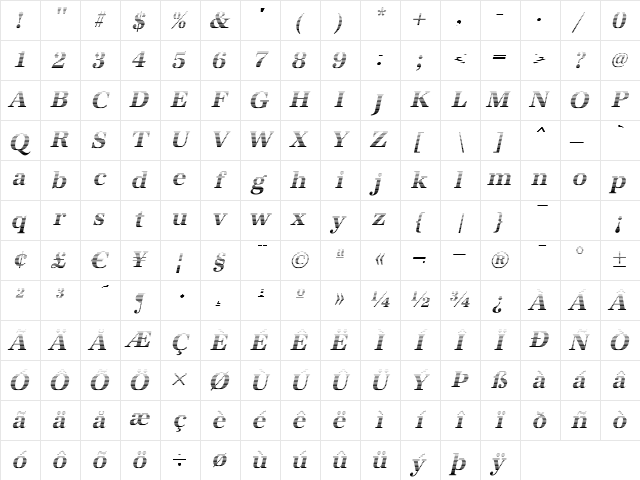 IrisBeckerGradient BoldItalic Character Map