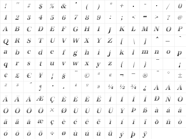 IrisBeckerGradientC BoldItalic Character Map