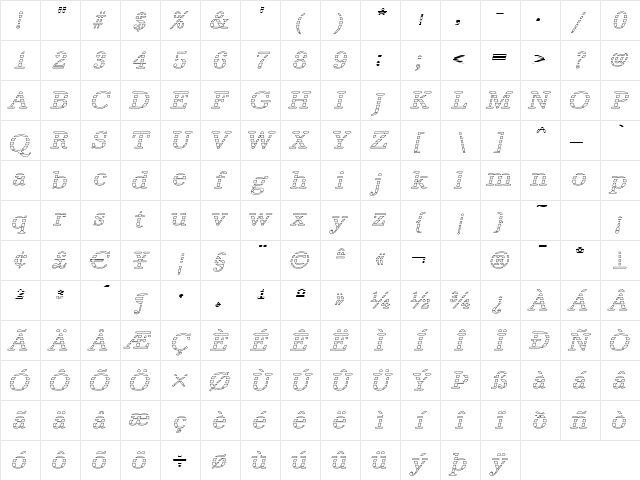 IrisBeckerGradoW Italic Character Map IrisBeckerGradoW Italic Character Map