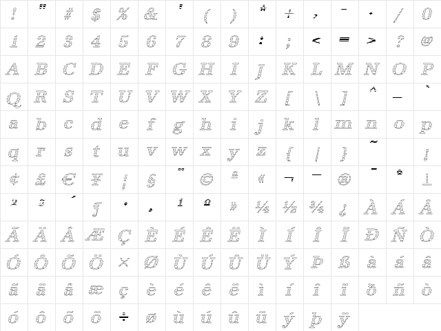 IrisBeckerGradoW-Medium Italic Character Map