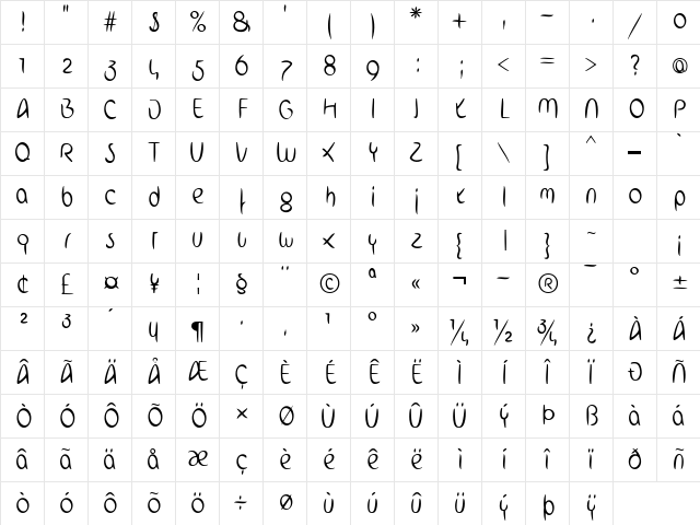 ArabStroke LT Light Regular Character Map
